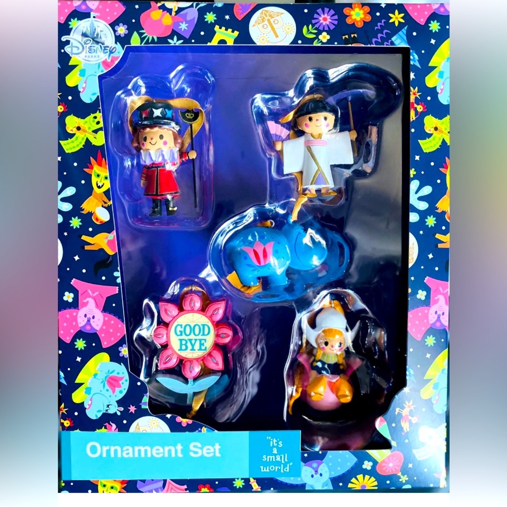 Disney Parks SMALL WORLD Ornament Box Set of 5 Christmas Holiday NEW